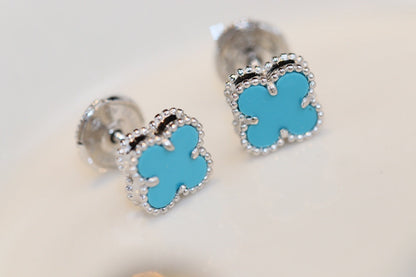 [LuckyStar]CLOVER MINI TÜRKIS SILBER OHRSTECKER