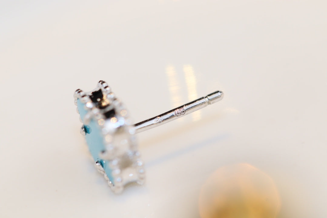 [LuckyStar]CLOVER MINI TÜRKIS SILBER OHRSTECKER