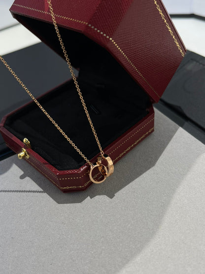 [LuckyStar] LIEBESHALSKETTE DOPPELRING ROSA GOLD 