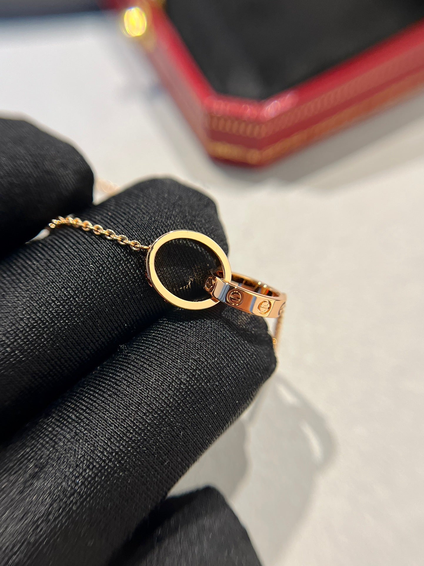 [LuckyStar] LIEBESHALSKETTE DOPPELRING ROSA GOLD 