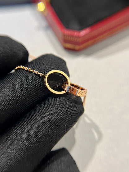 [LuckyStar] LIEBESHALSKETTE DOPPELRING ROSA GOLD 