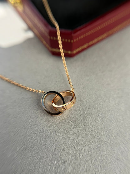 [LuckyStar] LIEBESHALSKETTE DOPPELRING ROSA GOLD 