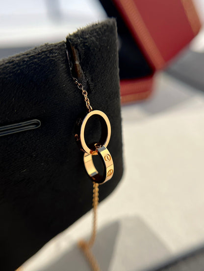 [LuckyStar] LIEBESHALSKETTE DOPPELRING ROSA GOLD 