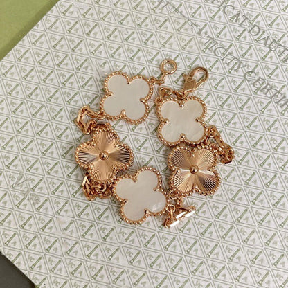 [LuckyStar]CLOVER BRACELET 5 MOTIF WHITE MOP PINK GOLD