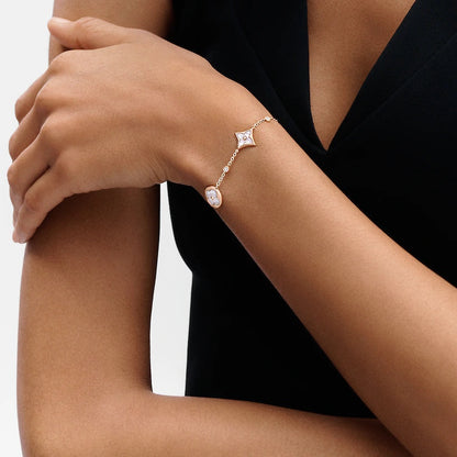 [LuckyStar]Armband mit Stern- und Sonnenmotiv, 4 Motive, Weiß, Perlmutt, Roségold 