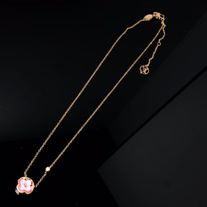 [LuckyStar]FARBE BLÜTE ROSA MOP SONNE GOLD HALSKETTE