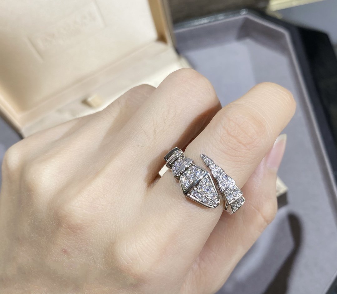 [LuckyStar]SERPENTI GROSSER RING SILBER MIT DIAMANTEN
