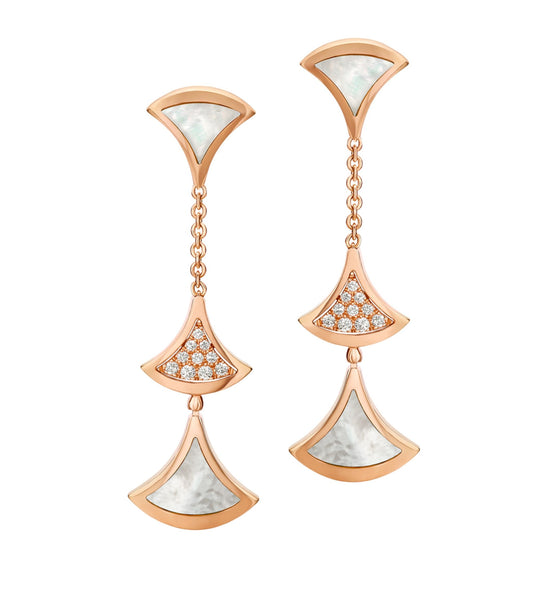 [LuckyStar]DREAM OHRRINGE 3 MOTIVE DIAMANT MOP ROSA GOLD