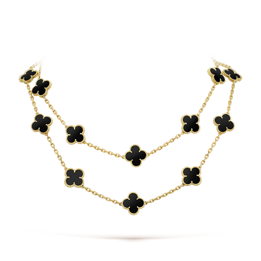 [LuckyStar]CLOVER 20 MOTIVE ONYX HALSKETTE