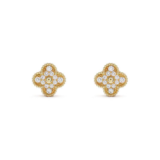 [LuckyStar]CLOVER MEDIUM 1 MOTIFS VOLLE DIAMANT-OHRRINGE