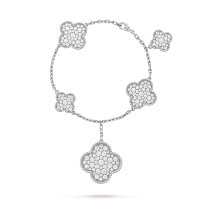 [LuckyStar]KLEEBLATT MIT 6 MOTIVEN, SILBER, DIAMANT