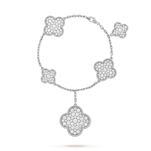 [LuckyStar]KLEEBLATT MIT 6 MOTIVEN, SILBER, DIAMANT