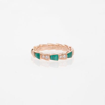 [LuckyStar]SERPENTI RING ROTGOLD MALACHIT DIAMANT 3MM