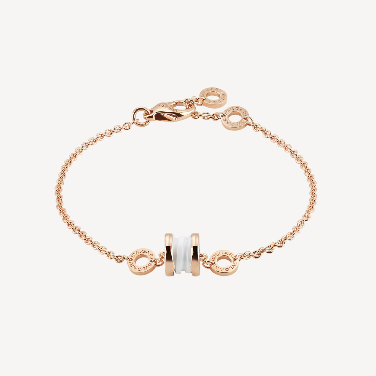 [LuckyStar]ZERO 1 ARMBAND AUS WEICHEM ROSA GOLD UND WEISSER KERAMIK
