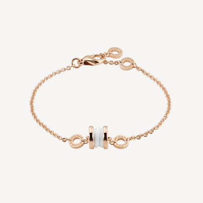 [LuckyStar]ZERO 1 ARMBAND AUS WEICHEM ROSA GOLD UND WEISSER KERAMIK