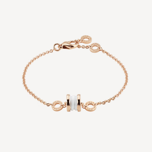 [LuckyStar]ZERO 1 ARMBAND AUS WEICHEM ROSA GOLD UND WEISSER KERAMIK