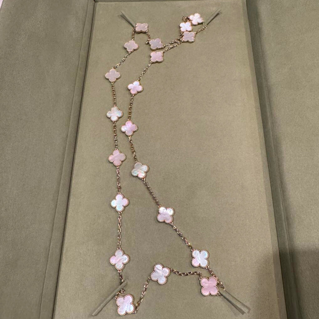 [LuckyStar]CLOVER 20 MOTIFS PINK MOP NECKLACE