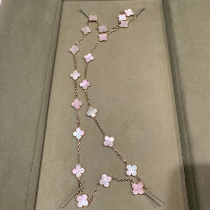 [LuckyStar]CLOVER 20 MOTIFS PINK MOP NECKLACE