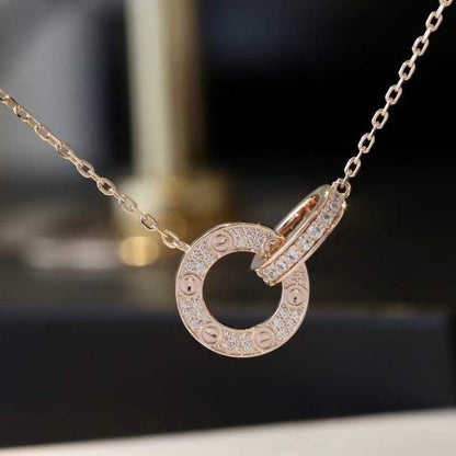 [LuckyStar] LOVE 7,6 MM HALSKETTE ROSÉGOLD UND SILBER VOLLER DIAMANT