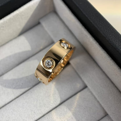 [LuckyStar]Liebesring 5,5 mm 6 Diamanten Roségold