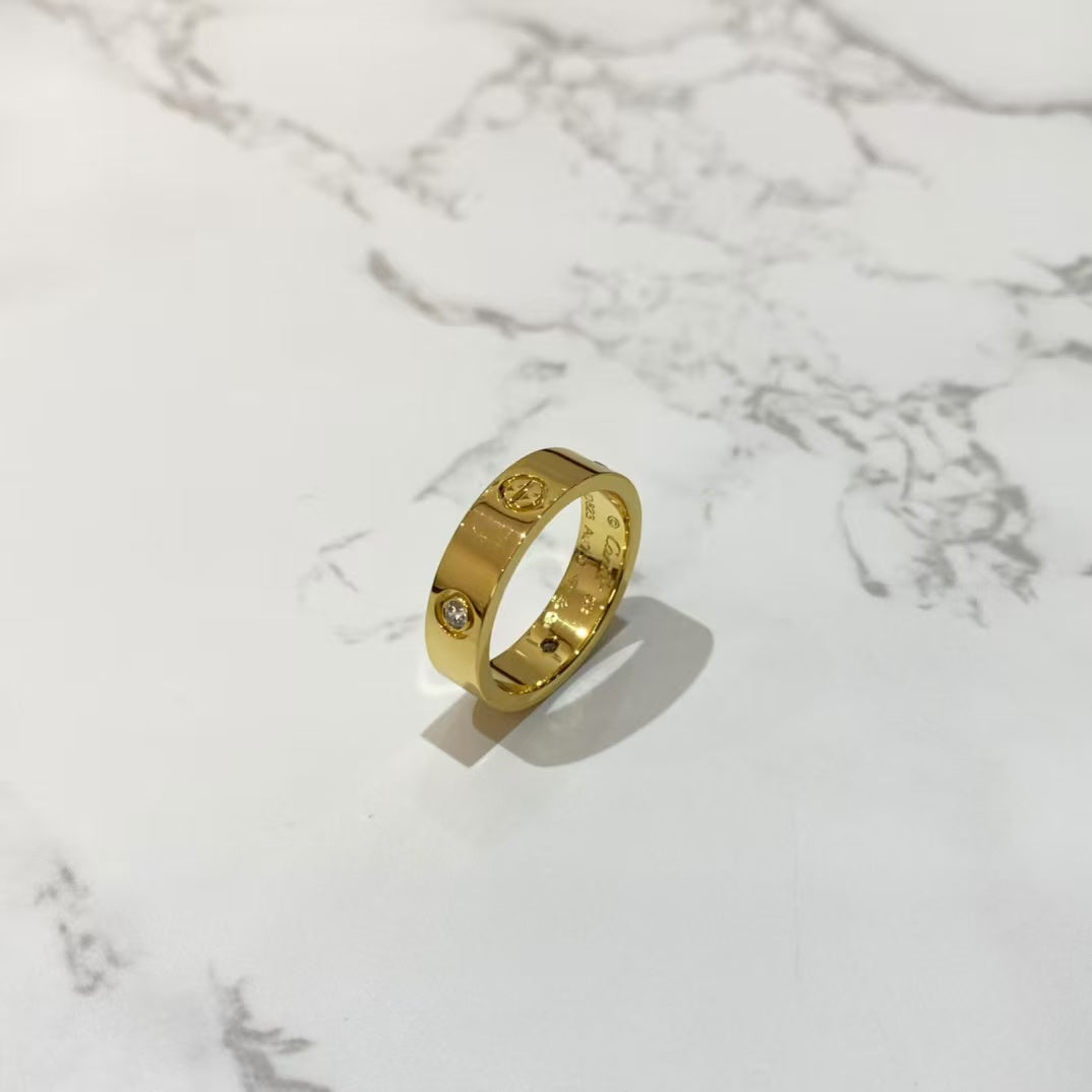 [LuckyStar]Liebesring 5,5 mm 3 Diamanten Gold