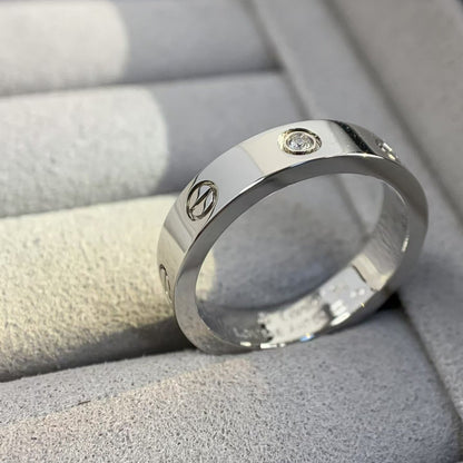 [LuckyStar]Liebesring 4mm 1 Diamant Silber