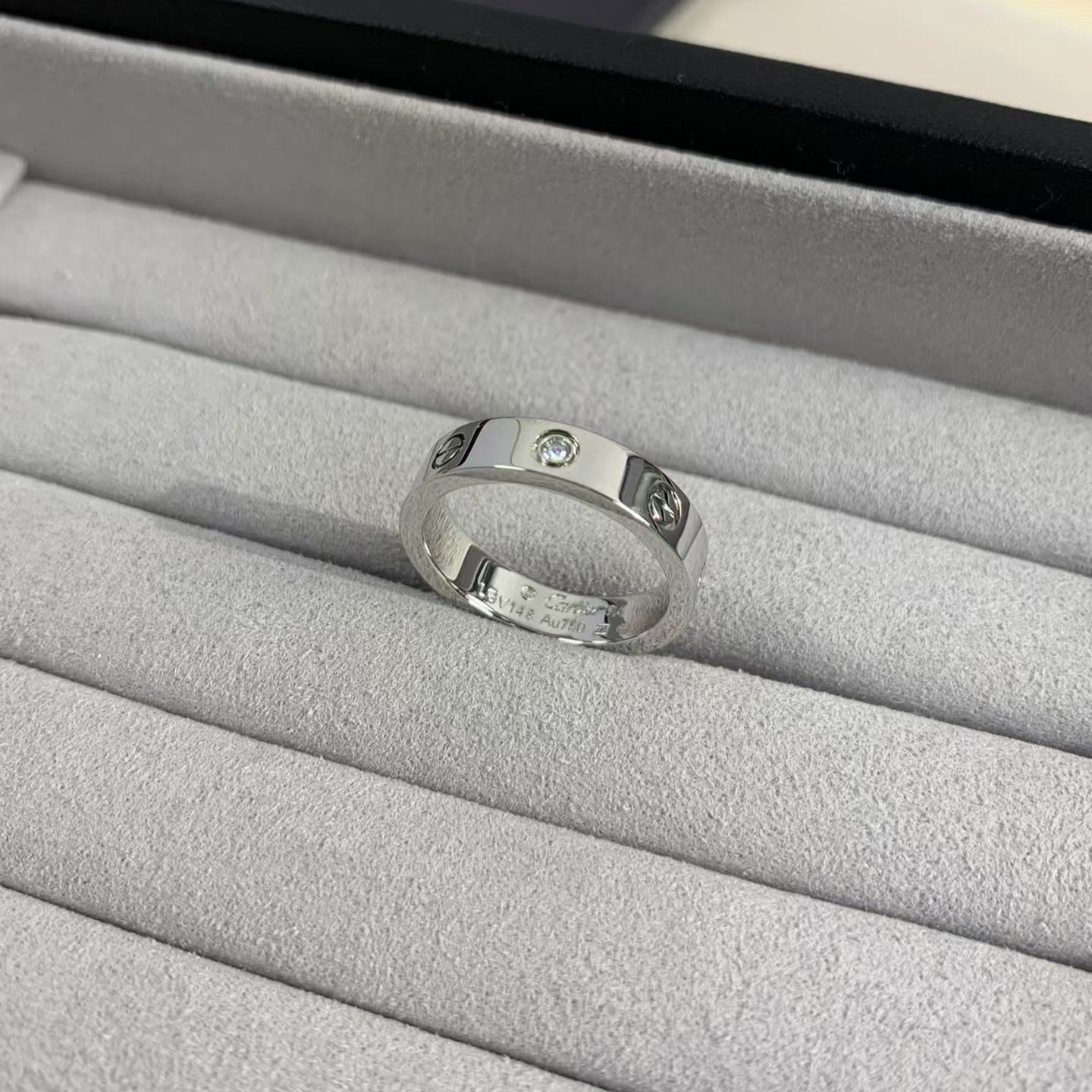 [LuckyStar]Liebesring 4mm 1 Diamant Silber