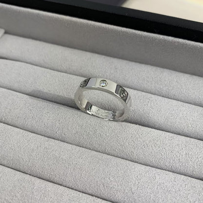[LuckyStar]Liebesring 4mm 1 Diamant Silber