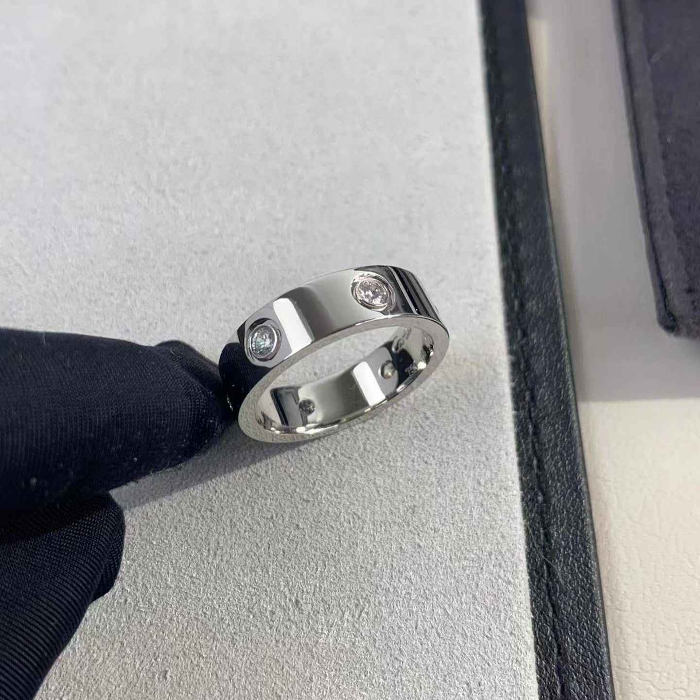 [LuckyStar]Liebesring 5,5 mm 6 Diamanten Silber