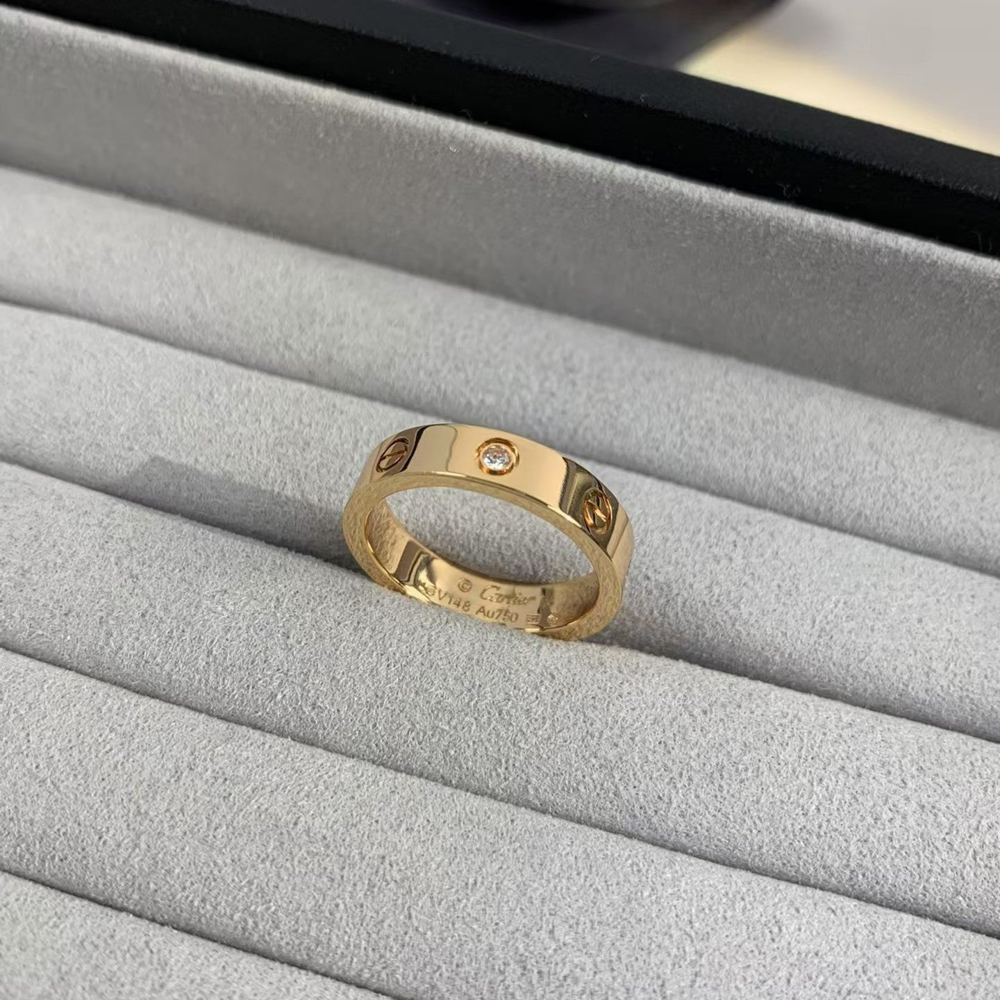 [LuckyStar]Liebesring 4mm 1 Diamant Roségold