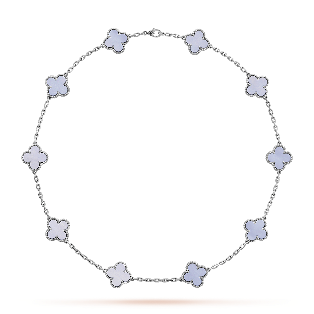 [LuckyStar]CLOVER 10 MOTIFS BLUE CHALCEDONY NECKLACE