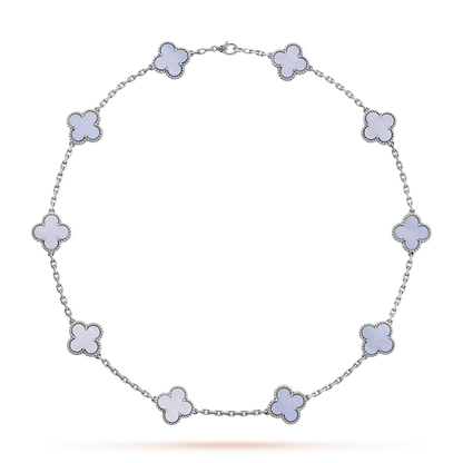 [LuckyStar]CLOVER 10 MOTIFS BLUE CHALCEDONY NECKLACE