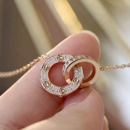 [LuckyStar] LOVE 7,6 MM HALSKETTE ROSÉGOLD UND SILBER VOLLER DIAMANT