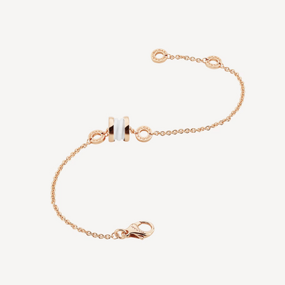 [LuckyStar]ZERO 1 ARMBAND AUS WEICHEM ROSA GOLD UND WEISSER KERAMIK