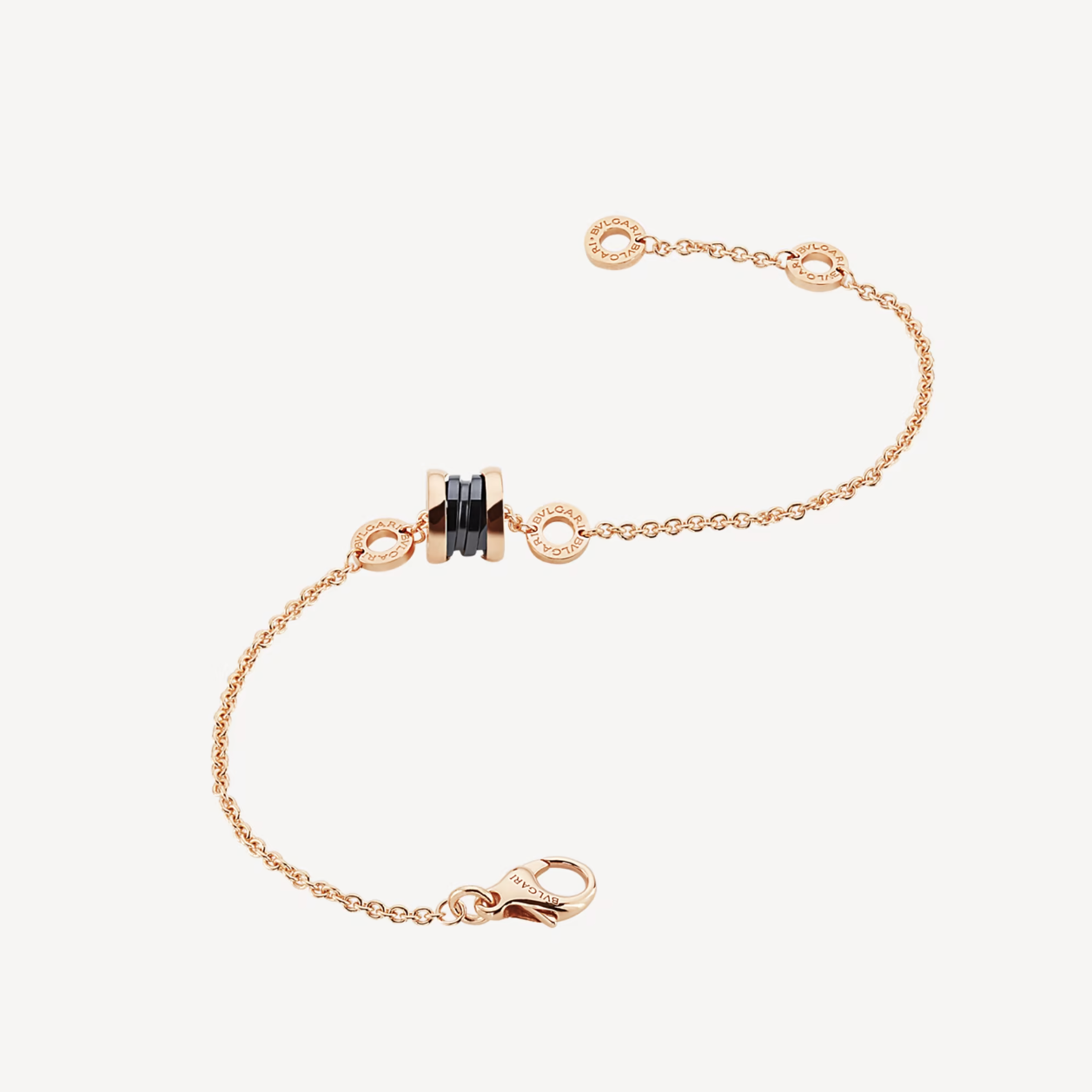 [LuckyStar]ZERO 1 ARMBAND AUS WEICHEM ROSA GOLD UND SCHWARZER KERAMIK