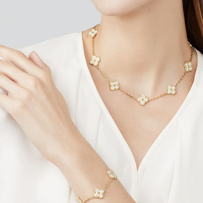 [LuckyStar]CLOVER 10 MOTIFS DIAMOND NECKLACE