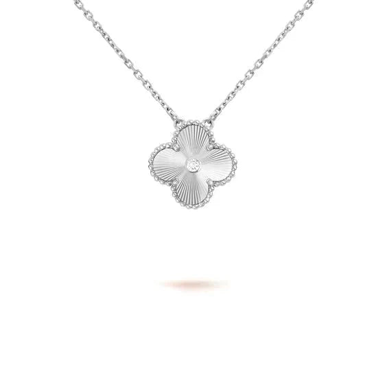 [LuckyStar]CLOVER 15MM DIAMANT LASER HALSKETTE SILBER