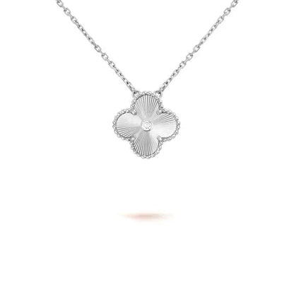 [LuckyStar]CLOVER 15MM DIAMANT LASER HALSKETTE SILBER