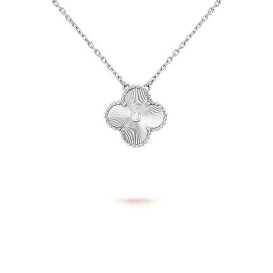 [LuckyStar]CLOVER 15MM DIAMANT LASER HALSKETTE SILBER