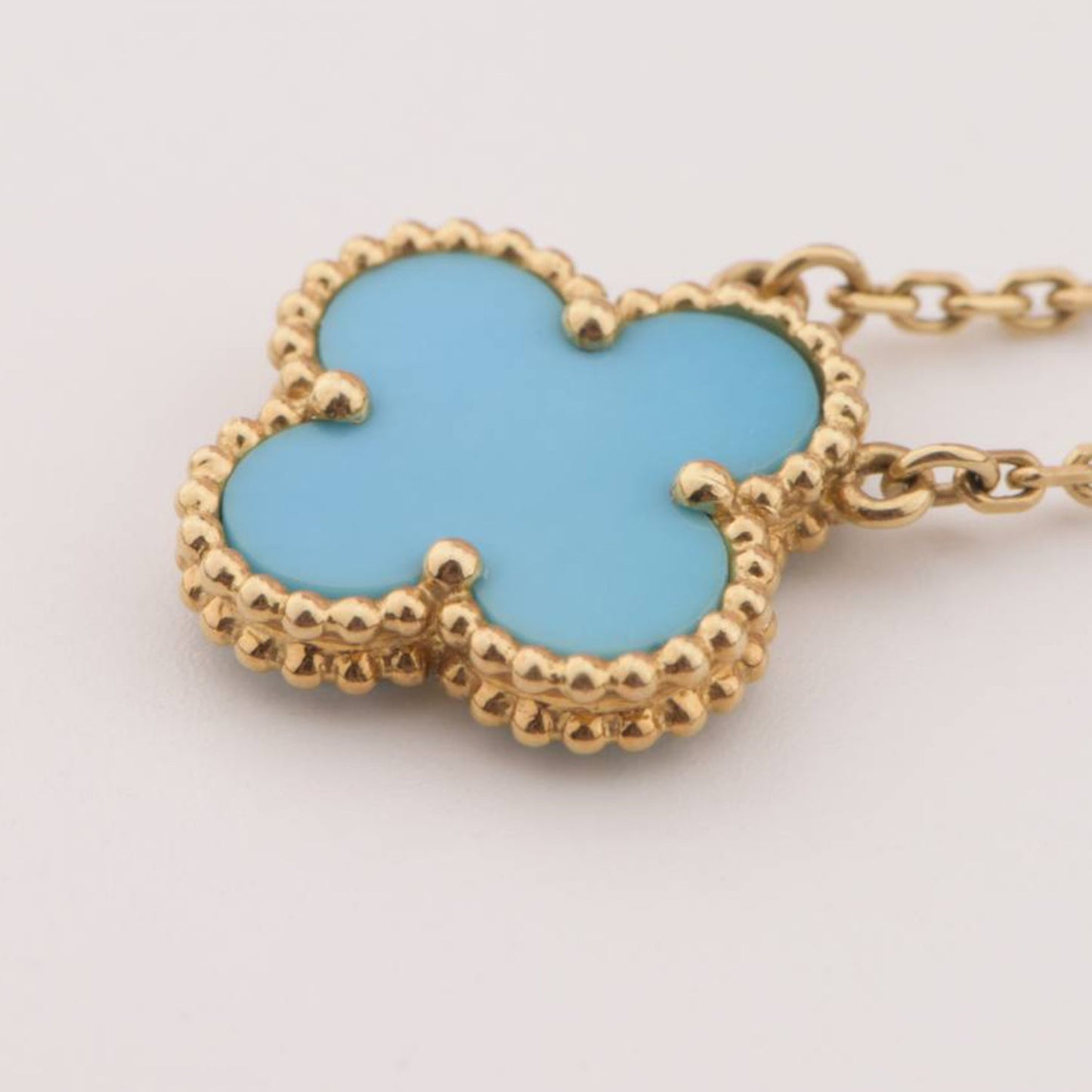 [LuckyStar]CLOVER 15MM VINTAGE TÜRKIS HALSKETTE