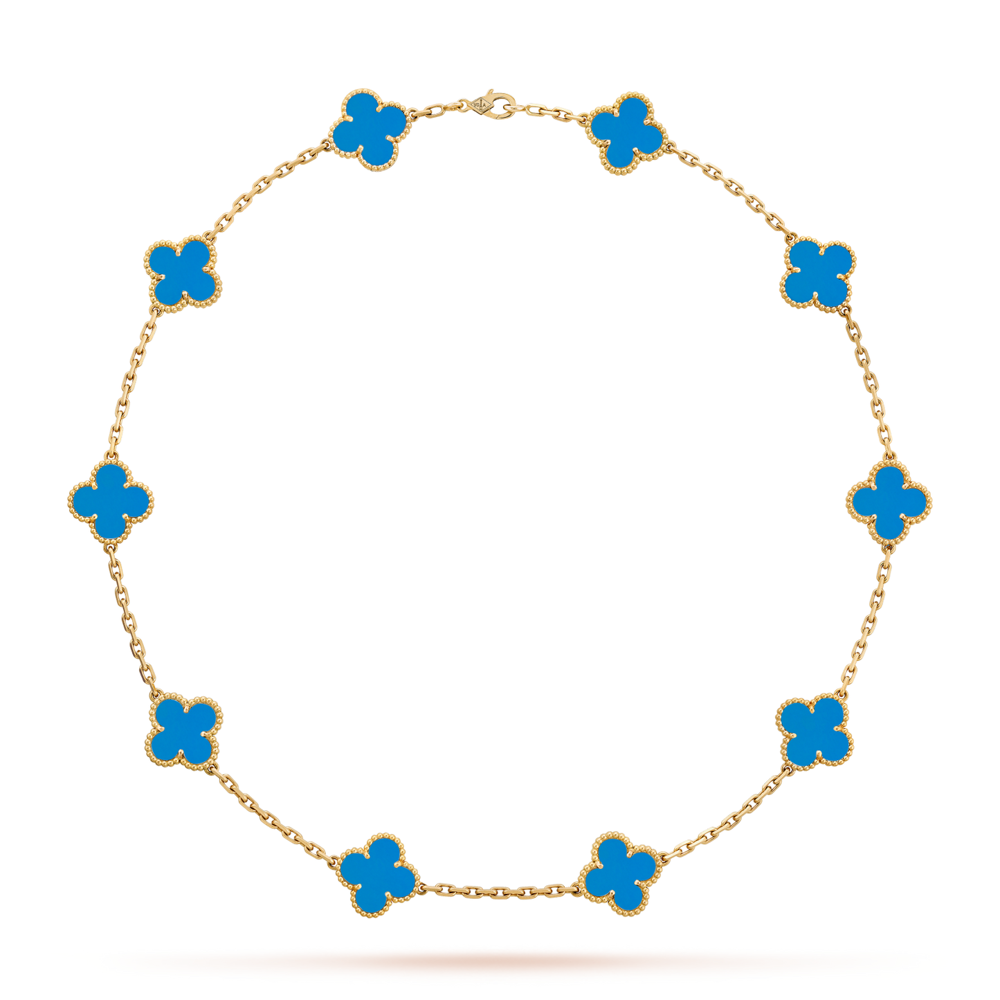 [LuckyStar]CLOVER 10 MOTIFS BLUE AGATE NECKLACE