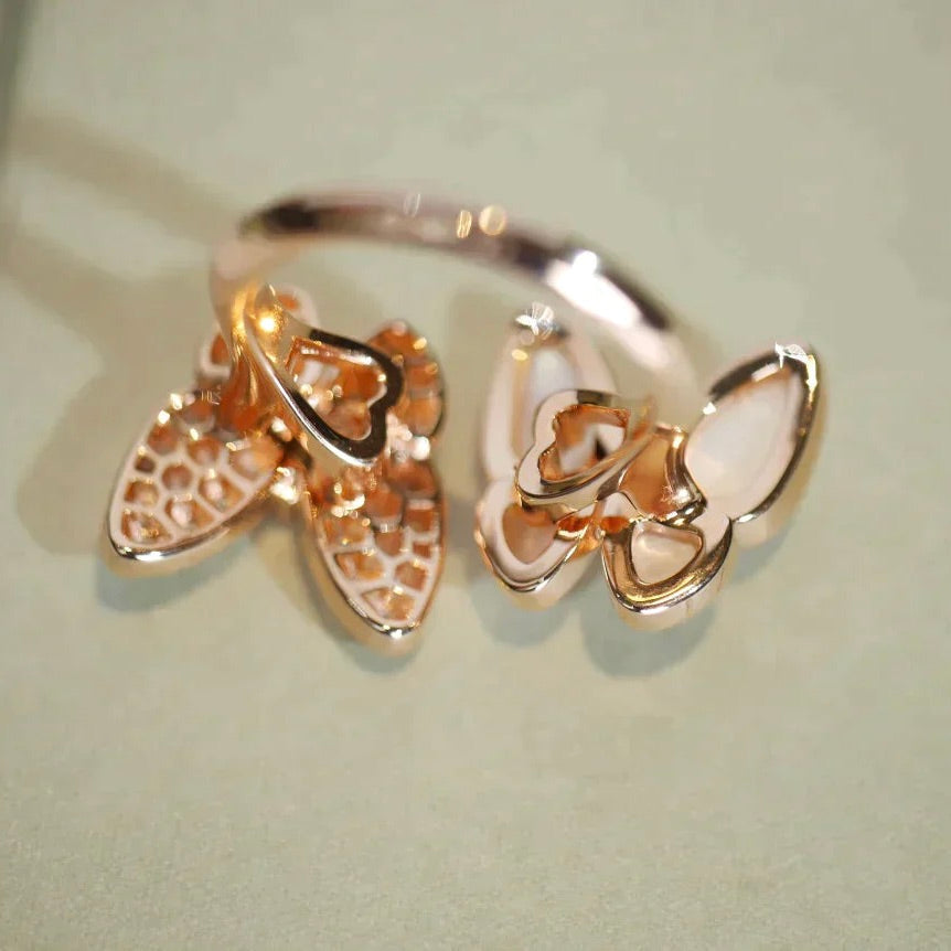 [LuckyStar]ZWILLINGS-DIAMANT-MOP-RING MIT SCHMETTERLING