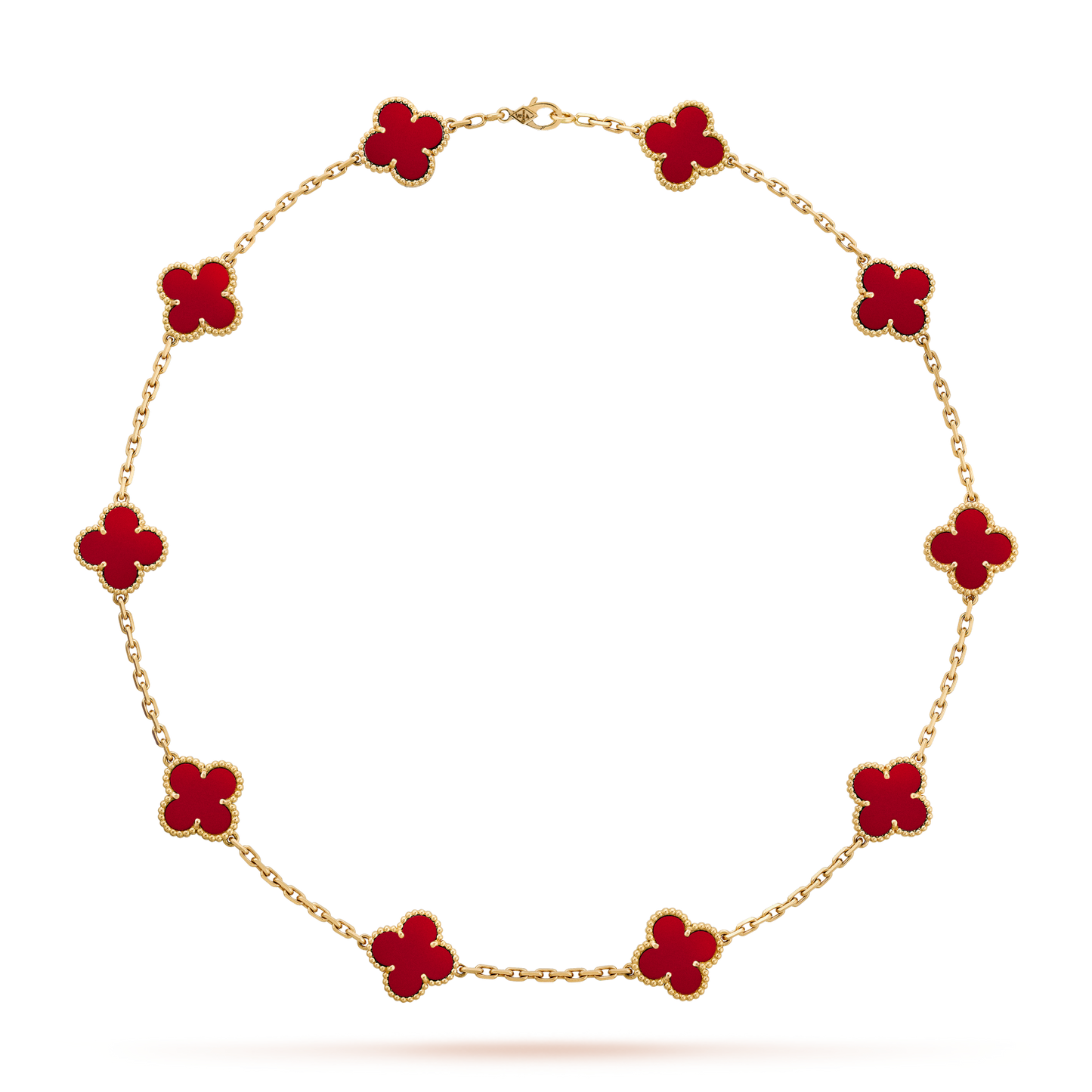 [LuckyStar]CLOVER 10 MOTIFS CARNELIAN NECKLACE