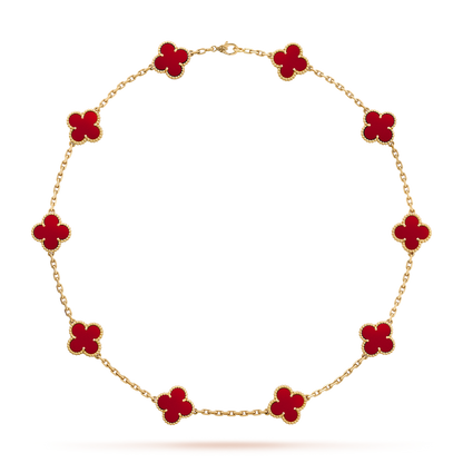 [LuckyStar]CLOVER 10 MOTIFS CARNELIAN NECKLACE