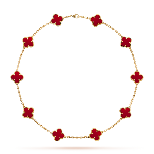 [LuckyStar]CLOVER 10 MOTIFS CARNELIAN NECKLACE