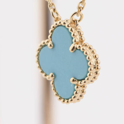 [LuckyStar]CLOVER 15MM VINTAGE TÜRKIS HALSKETTE