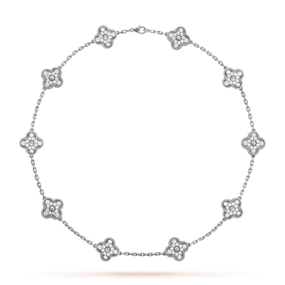 [LuckyStar]CLOVER 10 MOTIFS DIAMOND NECKLACE