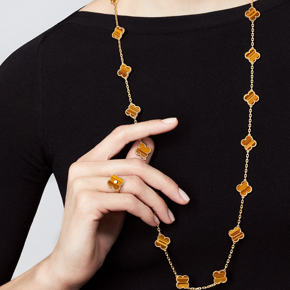 [LuckyStar]CLOVER 20 MOTIFS TIGER EYE ROSE GOLD