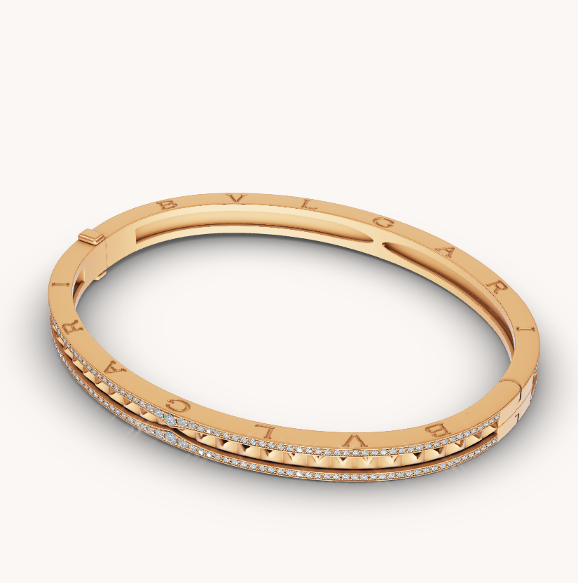 [LuckyStar]ZERO 1 SPIRAL UND PAVED DIAMANTEN GOLDARMBAND
