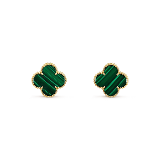 [LuckyStar]CLOVER MINI 9,5MM MALACHIT OHRRINGE